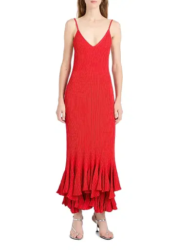 Proenza Schouler Women's Giuditta Ribbed Godet-Hem Midi-Dress - Red - Size XL | Thumbnail 5 Proenza Schouler Women's Giuditta Ribbed Godet-Hem Midi-Dress - Red - Size XL | Thumbnail 5