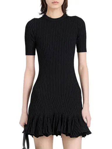 Proenza Schouler Women's Leandra Ribbed Godet-Hem Minidress - Black - Size XL | Thumbnail 3 Proenza Schouler Women's Leandra Ribbed Godet-Hem Minidress - Black - Size XL | Thumbnail 3