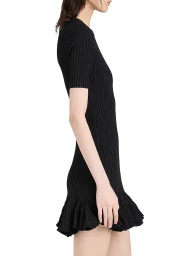 Proenza Schouler Women's Leandra Ribbed Godet-Hem Minidress - Black - Size XL | Thumbnail 4 Proenza Schouler Women's Leandra Ribbed Godet-Hem Minidress - Black - Size XL | Thumbnail 4