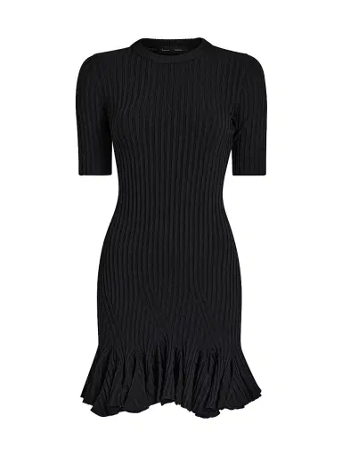 Proenza Schouler Women's Leandra Ribbed Godet-Hem Minidress - Black - Size XL | Thumbnail 1 Proenza Schouler Women's Leandra Ribbed Godet-Hem Minidress - Black - Size XL | Thumbnail 1