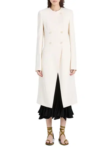 Proenza Schouler Women's Anouk Satin-Back Crepe Longline Double-Breasted Coat | Thumbnail 3 Proenza Schouler Women's Anouk Satin-Back Crepe Longline Double-Breasted Coat | Thumbnail 3
