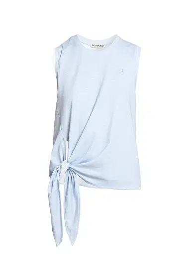 JW Anderson Women's Knotted-Hem Cotton Tank - White Light Blue | Thumbnail 1 JW Anderson Women's Knotted-Hem Cotton Tank - White Light Blue | Thumbnail 1