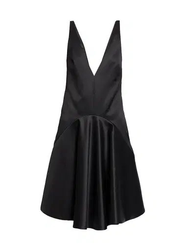 JW Anderson Women's Plunging V-Neck Cotton-Silk A-Line Dress - Black - Size 8 | Thumbnail 1 JW Anderson Women's Plunging V-Neck Cotton-Silk A-Line Dress - Black - Size 8 | Thumbnail 1