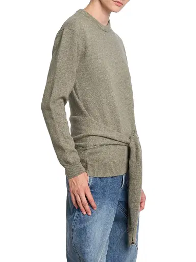 JW Anderson Women's Waist-Tie Wool-Cotton Crewneck Sweater - Sage | Thumbnail 4 JW Anderson Women's Waist-Tie Wool-Cotton Crewneck Sweater - Sage | Thumbnail 4