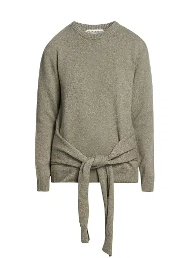 JW Anderson Women's Waist-Tie Wool-Cotton Crewneck Sweater - Sage | Thumbnail 1 JW Anderson Women's Waist-Tie Wool-Cotton Crewneck Sweater - Sage | Thumbnail 1