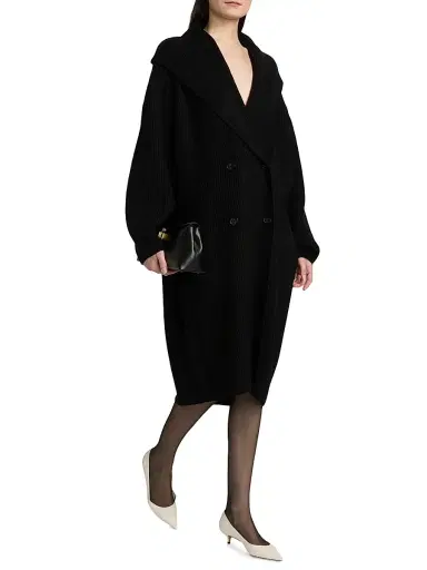 Toteme Women's Shawl Wool Cocoon Cardigan - Black | Thumbnail 2 Toteme Women's Shawl Wool Cocoon Cardigan - Black | Thumbnail 2
