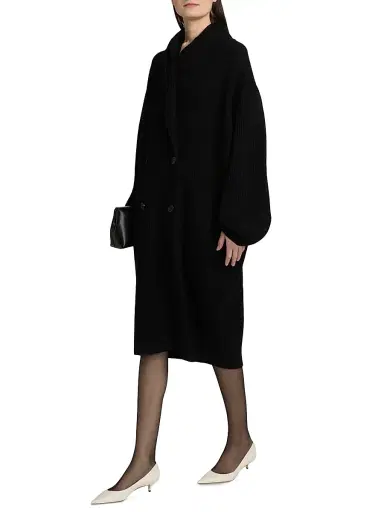 Toteme Women's Shawl Wool Cocoon Cardigan - Black | Thumbnail 4 Toteme Women's Shawl Wool Cocoon Cardigan - Black | Thumbnail 4