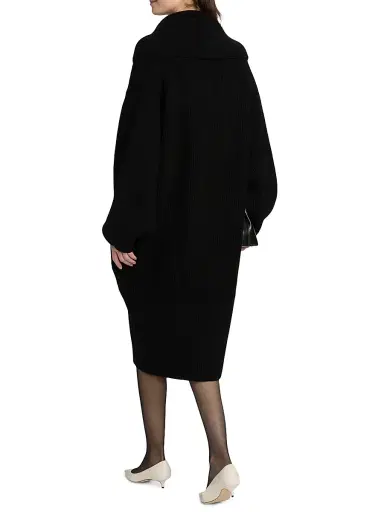 Toteme Women's Shawl Wool Cocoon Cardigan - Black | Thumbnail 5 Toteme Women's Shawl Wool Cocoon Cardigan - Black | Thumbnail 5