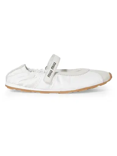 Miu Miu Women's Plume Technical Fabric and Suede Ballerinas - White - Size 11 | Thumbnail 1 Miu Miu Women's Plume Technical Fabric and Suede Ballerinas - White - Size 11 | Thumbnail 1