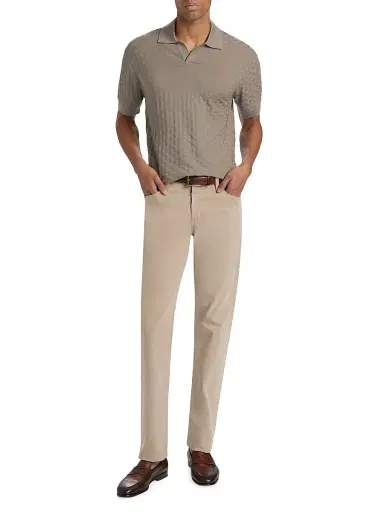 Emporio Armani Men's Tonal Basketweave Wool Sweater - Tan - Size Small | Thumbnail 2 Emporio Armani Men's Tonal Basketweave Wool Sweater - Tan - Size Small | Thumbnail 2