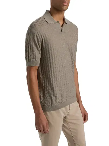 Emporio Armani Men's Tonal Basketweave Wool Sweater - Tan - Size Small | Thumbnail 4 Emporio Armani Men's Tonal Basketweave Wool Sweater - Tan - Size Small | Thumbnail 4