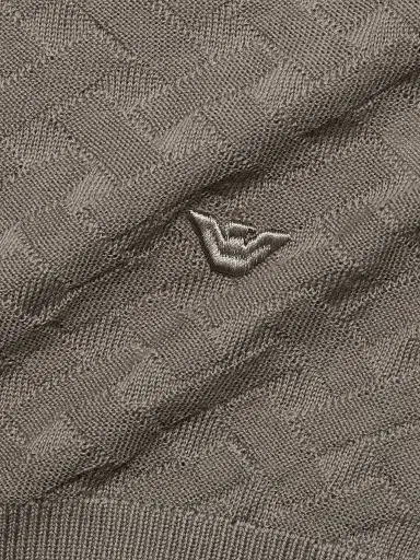 Emporio Armani Men's Tonal Basketweave Wool Sweater - Tan - Size Small | Thumbnail 7 Emporio Armani Men's Tonal Basketweave Wool Sweater - Tan - Size Small | Thumbnail 7
