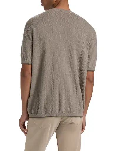 Emporio Armani Men's Tipped-Trim Textured Chevron Sweater - Morning Dove Chevron | Thumbnail 5 Emporio Armani Men's Tipped-Trim Textured Chevron Sweater - Morning Dove Chevron | Thumbnail 5