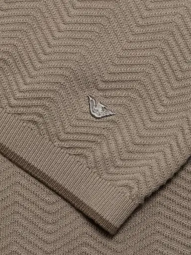 Emporio Armani Men's Tipped-Trim Textured Chevron Sweater - Morning Dove Chevron | Thumbnail 7 Emporio Armani Men's Tipped-Trim Textured Chevron Sweater - Morning Dove Chevron | Thumbnail 7