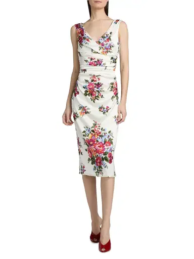 Dolce & Gabbana Women's Floral Bouquet Print Sheath Dress - Mazz Fiori F Bianco | Thumbnail 3 Dolce & Gabbana Women's Floral Bouquet Print Sheath Dress - Mazz Fiori F Bianco | Thumbnail 3