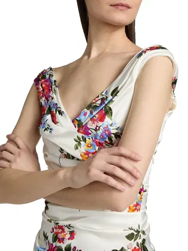 Dolce & Gabbana Women's Floral Bouquet Print Sheath Dress - Mazz Fiori F Bianco | Thumbnail 6 Dolce & Gabbana Women's Floral Bouquet Print Sheath Dress - Mazz Fiori F Bianco | Thumbnail 6