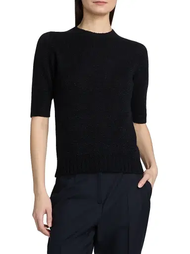 Fabiana Filippi Women's Platinum Short-Sleeve Sweater - Blu Notte - Size 0 | Thumbnail 3 Fabiana Filippi Women's Platinum Short-Sleeve Sweater - Blu Notte - Size 0 | Thumbnail 3
