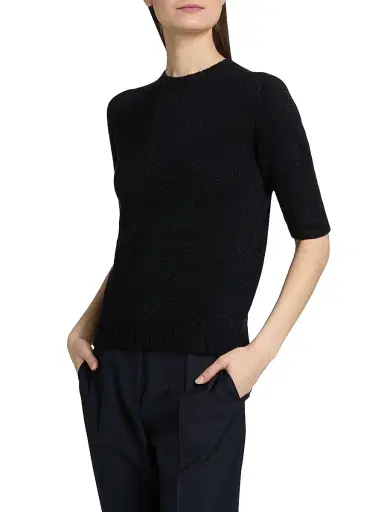 Fabiana Filippi Women's Platinum Short-Sleeve Sweater - Blu Notte - Size 0 | Thumbnail 4 Fabiana Filippi Women's Platinum Short-Sleeve Sweater - Blu Notte - Size 0 | Thumbnail 4