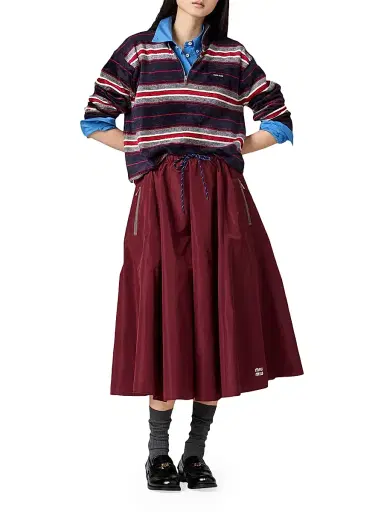 Miu Miu Women's Technical Fabric Skirt - Dark Red - Size 0 | Thumbnail 5 Miu Miu Women's Technical Fabric Skirt - Dark Red - Size 0 | Thumbnail 5