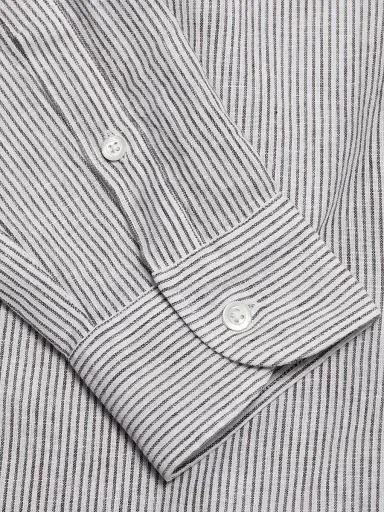 Emporio Armani Men's Striped Linen-Cotton Sport Shirt - Vertical Stripes - Size Large | Thumbnail 7 Emporio Armani Men's Striped Linen-Cotton Sport Shirt - Vertical Stripes - Size Large | Thumbnail 7