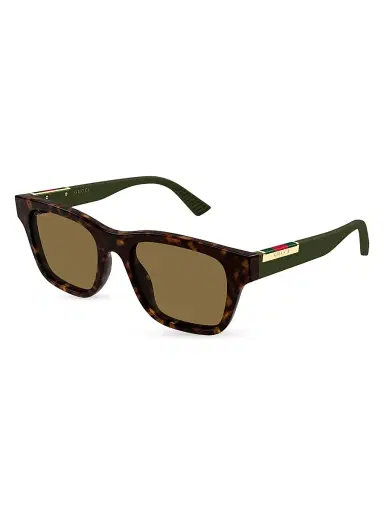 Gucci Men's Subtle Web Sporty 52MM Square Sunglasses - Green Brown | Thumbnail 1 Gucci Men's Subtle Web Sporty 52MM Square Sunglasses - Green Brown | Thumbnail 1