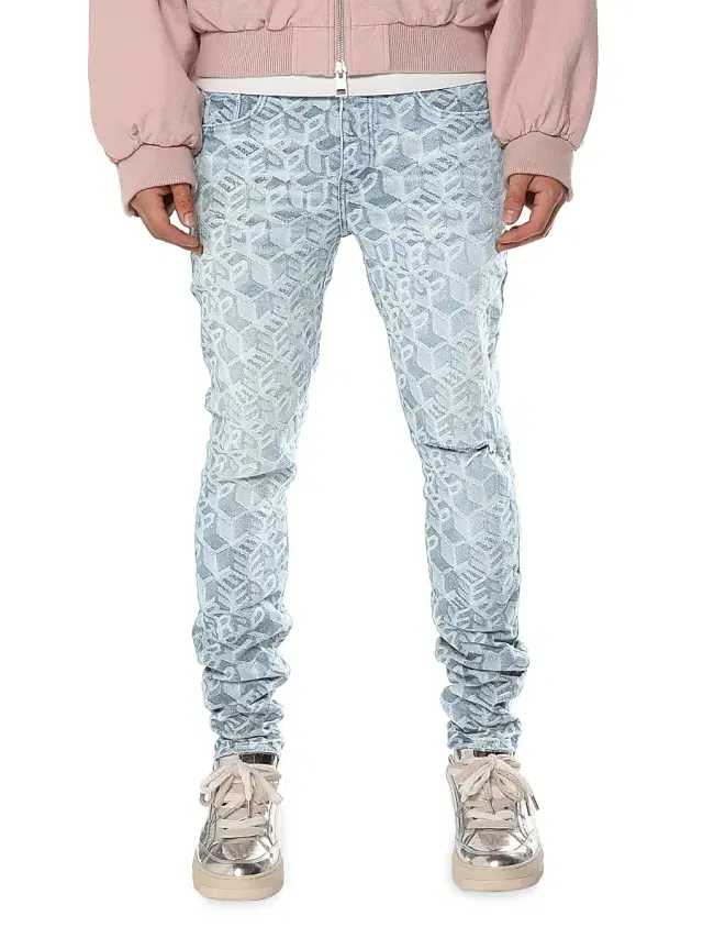 Men's Monogrammed Denim Mid-Rise Skinny Jeans - Light Indigo Men's Monogrammed Denim Mid-Rise Skinny Jeans - Light Indigo