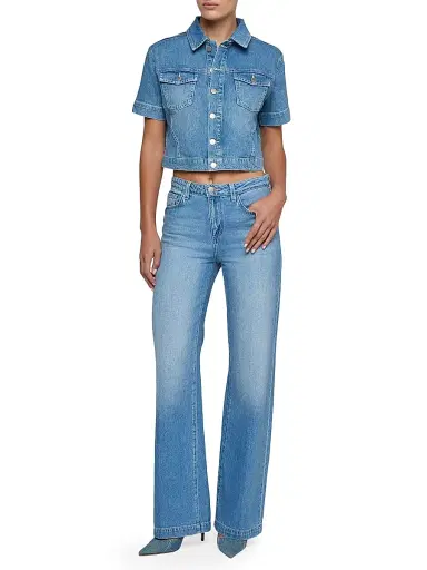 L'Agence Women's Kirstie Jean Crop Shirt Jacket - Calabasas - Size XL | Thumbnail 2 L'Agence Women's Kirstie Jean Crop Shirt Jacket - Calabasas - Size XL | Thumbnail 2