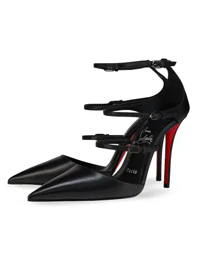 Christian Louboutin Women's Milena Leather 100MM Strappy Pumps - Black | Thumbnail 2 Christian Louboutin Women's Milena Leather 100MM Strappy Pumps - Black | Thumbnail 2