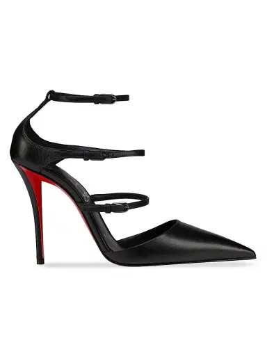 Christian Louboutin Women's Milena Leather 100MM Strappy Pumps - Black | Thumbnail 1 Christian Louboutin Women's Milena Leather 100MM Strappy Pumps - Black | Thumbnail 1