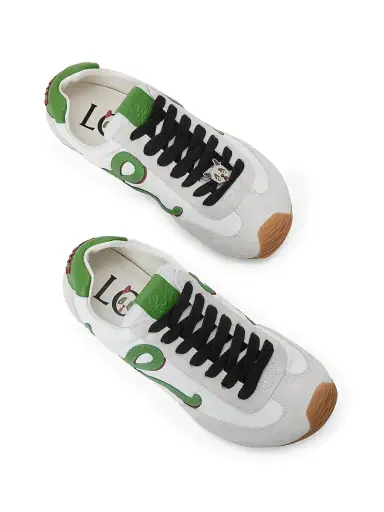 LOEWE Women's x Louis Wain Ballet Runner 2.0 Low-Top Leather Sneakers - White Grass Green Dark Orange | Thumbnail 3 LOEWE Women's x Louis Wain Ballet Runner 2.0 Low-Top Leather Sneakers - White Grass Green Dark Orange | Thumbnail 3