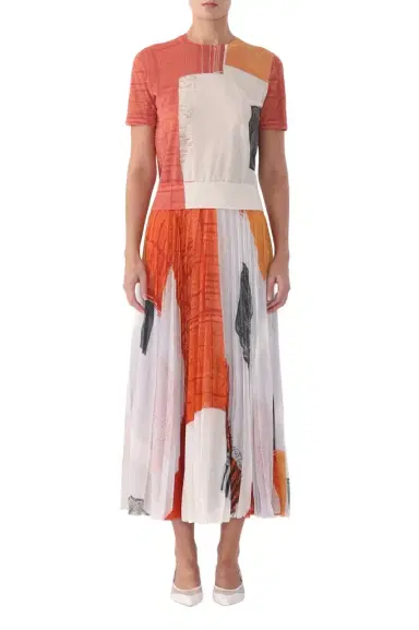 Jason Wu Collection CHIFFON PLEATED SKIRT WITH CAT PAWS ARTWORK BY ROBERT RAUSCHENBERG | Thumbnail 1 Jason Wu Collection CHIFFON PLEATED SKIRT WITH CAT PAWS ARTWORK BY ROBERT RAUSCHENBERG | Thumbnail 1