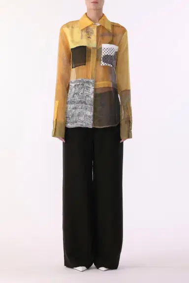 Jason Wu Collection COLLAGE LONG SLEEVE ORGANZA SHIRT WITH SULPHUR BANK ARTWORK BY ROBERT RAUSCHENBERG | Thumbnail 3 Jason Wu Collection COLLAGE LONG SLEEVE ORGANZA SHIRT WITH SULPHUR BANK ARTWORK BY ROBERT RAUSCHENBERG | Thumbnail 3