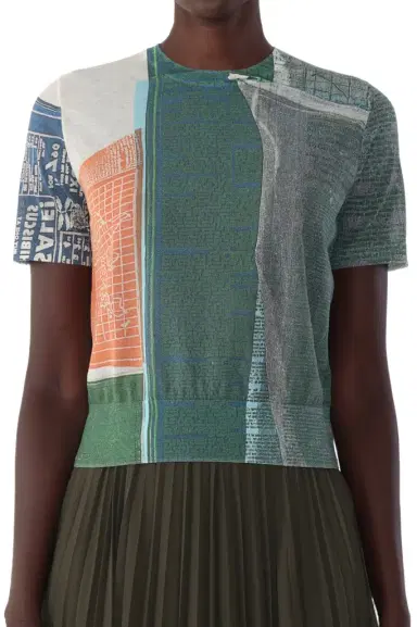 Jason Wu Collection SHORT SLEEVE KNIT TOP WITH PLATTER ARTWORK BY ROBERT RAUSCHENBERG | Thumbnail 1 Jason Wu Collection SHORT SLEEVE KNIT TOP WITH PLATTER ARTWORK BY ROBERT RAUSCHENBERG | Thumbnail 1