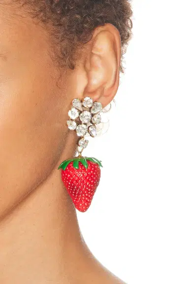 Saint Laurent Bo Fraise Avec Stras Earrings | Thumbnail 2 Saint Laurent Bo Fraise Avec Stras Earrings | Thumbnail 2