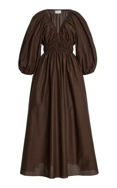 Matteau Shirred Cotton Plunge Button Midi Dress | Thumbnail 6 Matteau Shirred Cotton Plunge Button Midi Dress | Thumbnail 6
