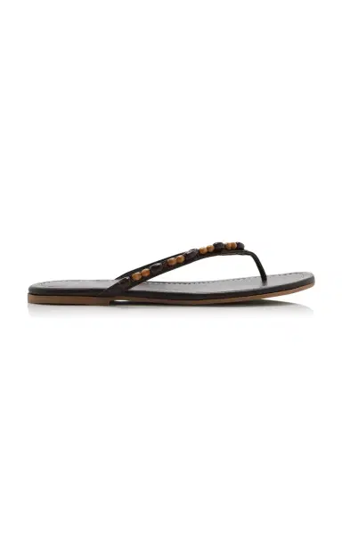 Staud Freja Beaded Leather Thong Sandals | Thumbnail 1 Staud Freja Beaded Leather Thong Sandals | Thumbnail 1
