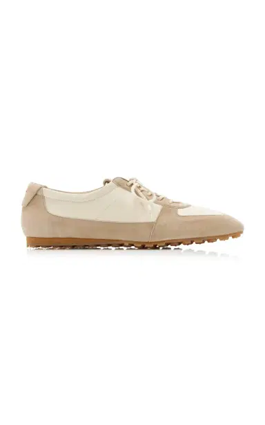 aeyde Uma Suede-Trimmed Satin Sneakers | Thumbnail 1 aeyde Uma Suede-Trimmed Satin Sneakers | Thumbnail 1