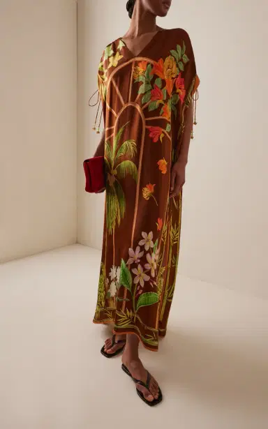 VERANDAH Drawstring Satin Kaftan | Thumbnail 2 VERANDAH Drawstring Satin Kaftan | Thumbnail 2