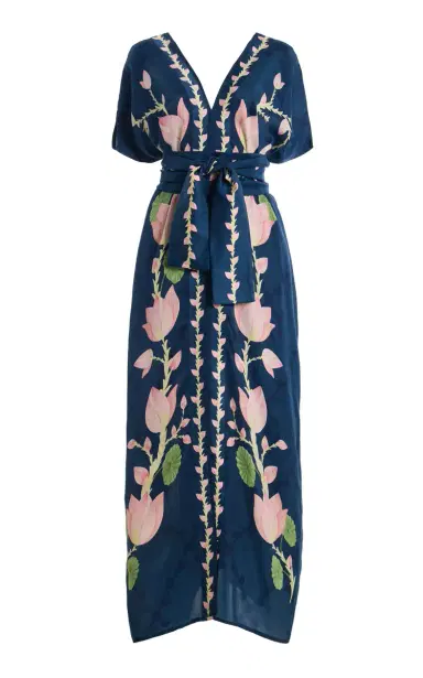 VERANDAH Blooming Lotus Draped Satin Maxi Dress | Thumbnail 5 VERANDAH Blooming Lotus Draped Satin Maxi Dress | Thumbnail 5