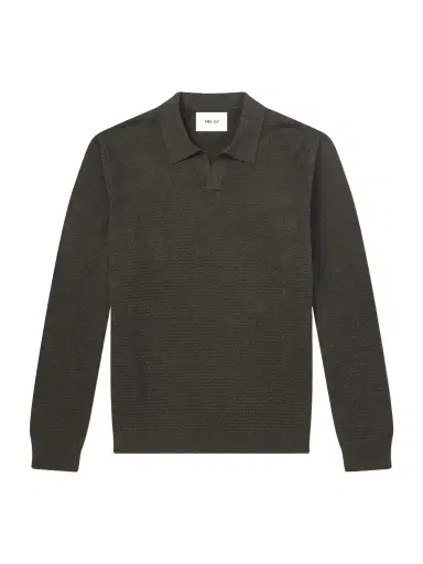 NN07 Paul 60019 Ribbed Organic Cotton Polo Shirt - Men | Thumbnail 1 NN07 Paul 60019 Ribbed Organic Cotton Polo Shirt - Men | Thumbnail 1