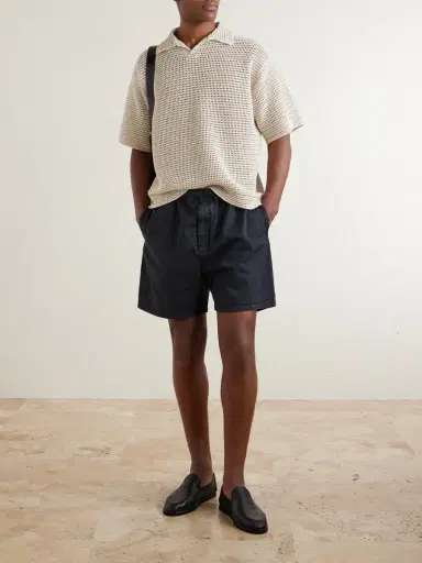 Auralee Tussah Open-Knit Silk and Cotton-Blend Polo Shirt - Men | Thumbnail 2 Auralee Tussah Open-Knit Silk and Cotton-Blend Polo Shirt - Men | Thumbnail 2