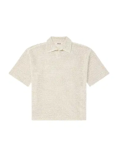 Auralee Tussah Open-Knit Silk and Cotton-Blend Polo Shirt - Men | Thumbnail 1 Auralee Tussah Open-Knit Silk and Cotton-Blend Polo Shirt - Men | Thumbnail 1