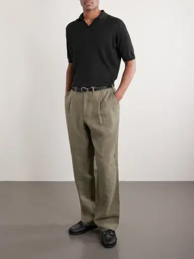 Thom Sweeney Linen and Cotton-Blend Polo Shirt - Men | Thumbnail 2 Thom Sweeney Linen and Cotton-Blend Polo Shirt - Men | Thumbnail 2