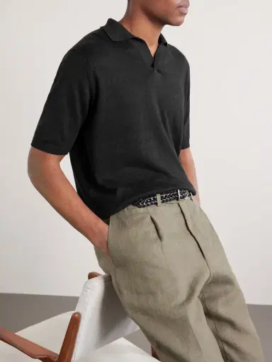 Thom Sweeney Linen and Cotton-Blend Polo Shirt - Men | Thumbnail 5 Thom Sweeney Linen and Cotton-Blend Polo Shirt - Men | Thumbnail 5