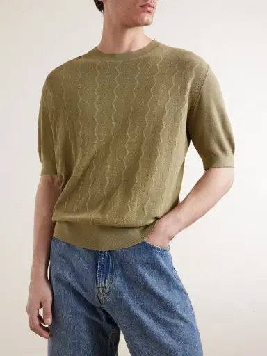 PIACENZA 1733 Knitted Silk and Cotton-Blend T-shirt - Men | Thumbnail 3 PIACENZA 1733 Knitted Silk and Cotton-Blend T-shirt - Men | Thumbnail 3