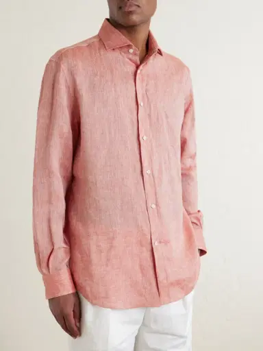 Brunello Cucinelli Cutaway-Collar Linen Shirt - Men | Thumbnail 3 Brunello Cucinelli Cutaway-Collar Linen Shirt - Men | Thumbnail 3
