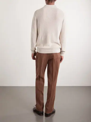 Thom Sweeney Cotton Long Sleeve Polo - Men | Thumbnail 4 Thom Sweeney Cotton Long Sleeve Polo - Men | Thumbnail 4