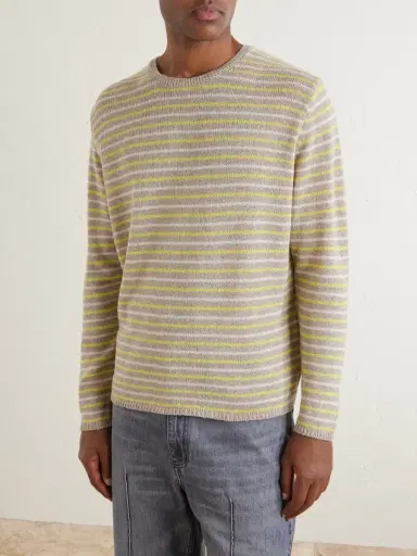 Auralee Summer Striped Cashmere Sweater - Men | Thumbnail 3 Auralee Summer Striped Cashmere Sweater - Men | Thumbnail 3
