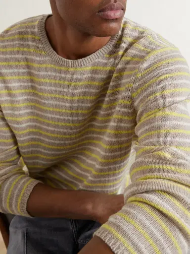 Auralee Summer Striped Cashmere Sweater - Men | Thumbnail 5 Auralee Summer Striped Cashmere Sweater - Men | Thumbnail 5