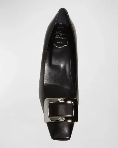 Roger Vivier Decollete Belle Vivier Leather Ballerina Pumps | Thumbnail 4 Roger Vivier Decollete Belle Vivier Leather Ballerina Pumps | Thumbnail 4